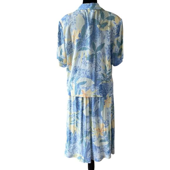 Vintage 80s Southern Lady Tropical Print Skirt Set Size 14 Cottage Teacher Retro - Picture 2 of 9